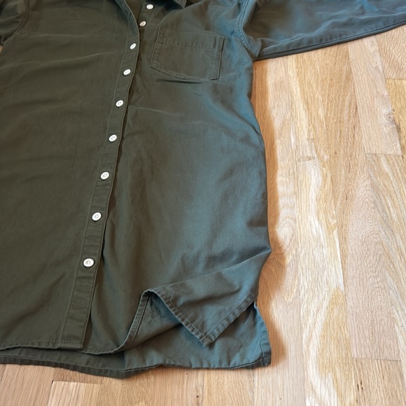 Madewell Mini Shirtdress Longsleeve Button Down with Pockets Green Women Size XS - Picture 11 of 14